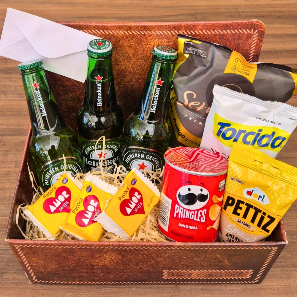 Cesta Boteco Premium com Heineken e Petiscos