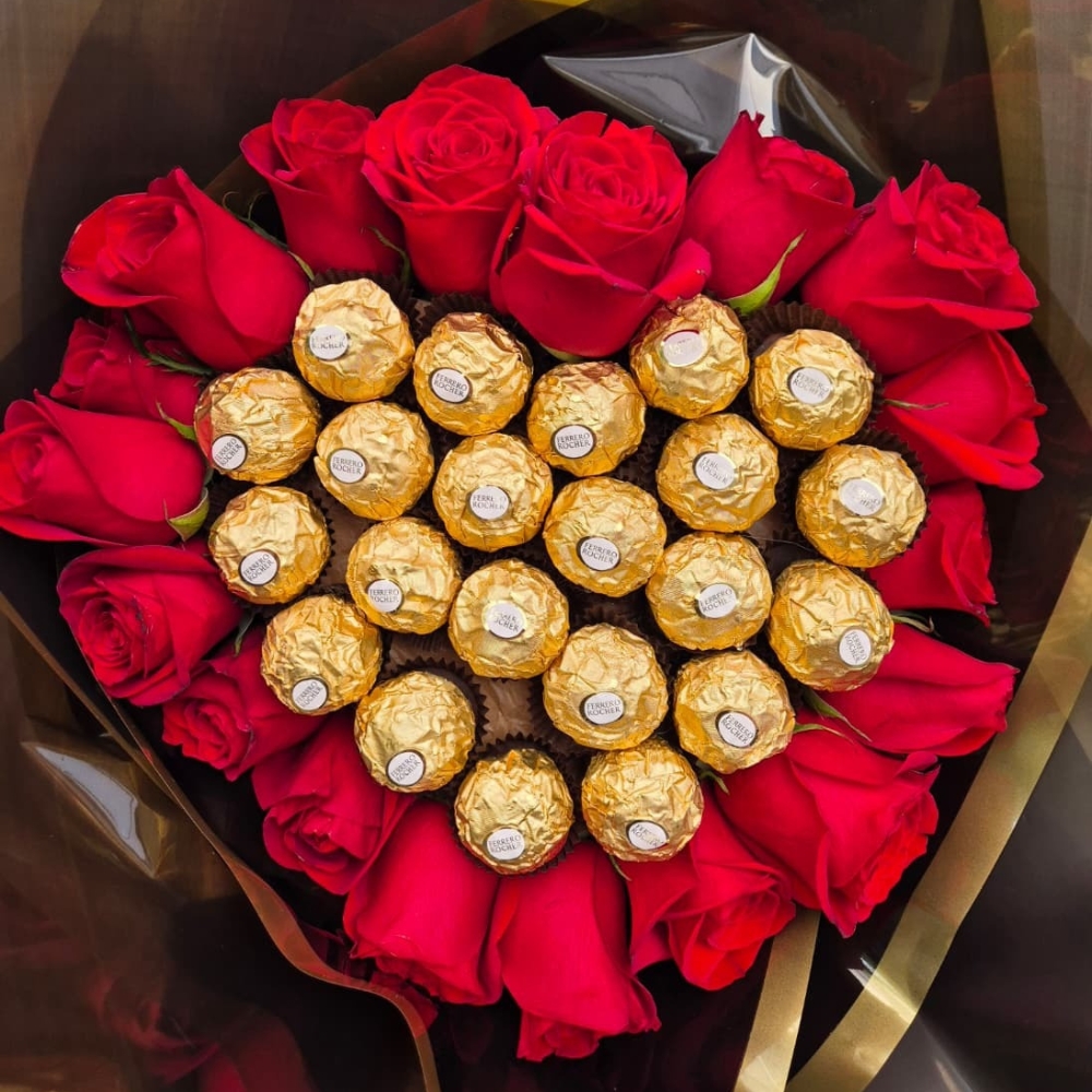 Buqu� Supremo com 18 Rosas Vermelhas e Ferrero Rocher